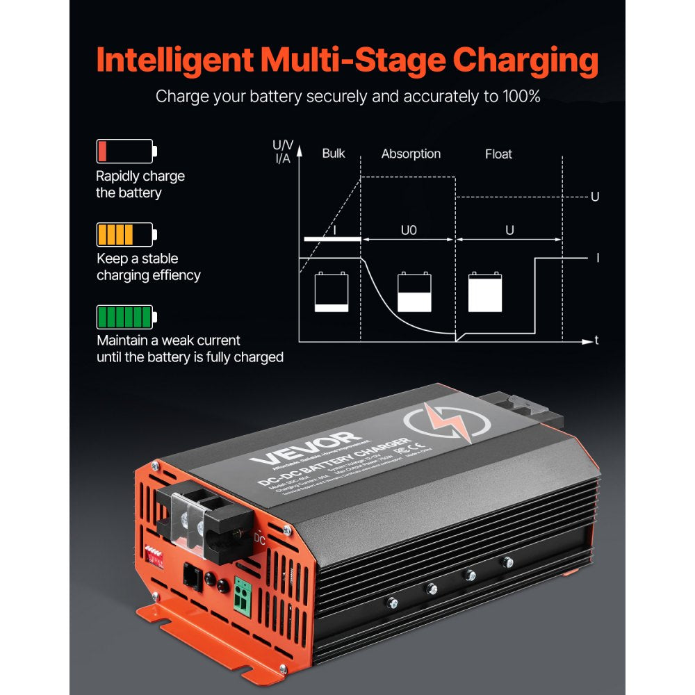 VEVOR 12V 60A DC to DC Charger Battery Charger 750W for Lead-Acid Lithium AGM