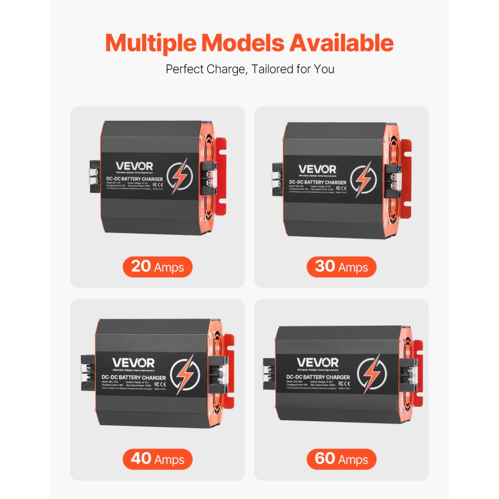 VEVOR 12V 20A DC to DC Charger Battery Charger 250W for Lead-Acid Lithium AGM