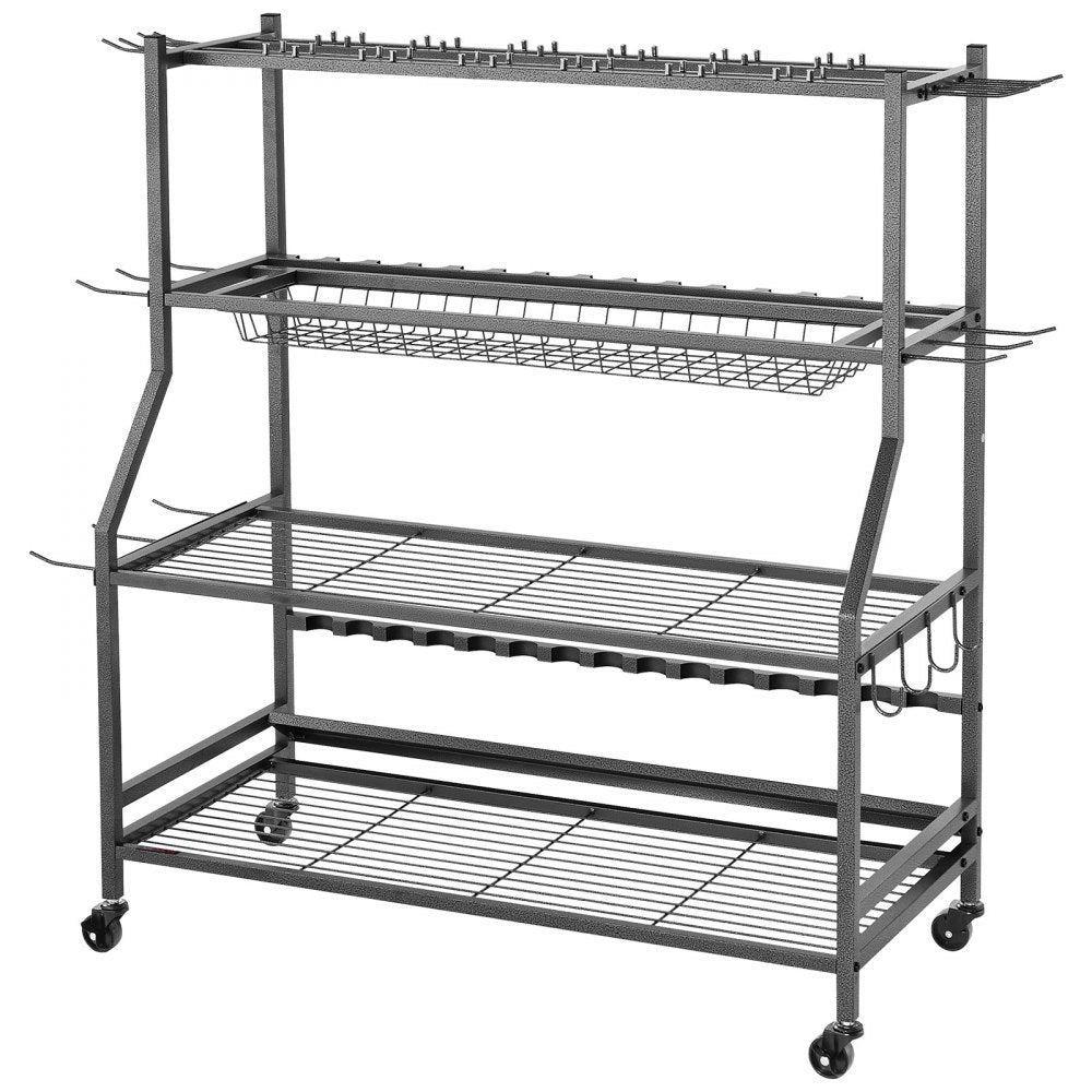 VEVOR 15 Pole Fishing Rod Holder Fishing Rack Cart Organizer for Garage Wheels