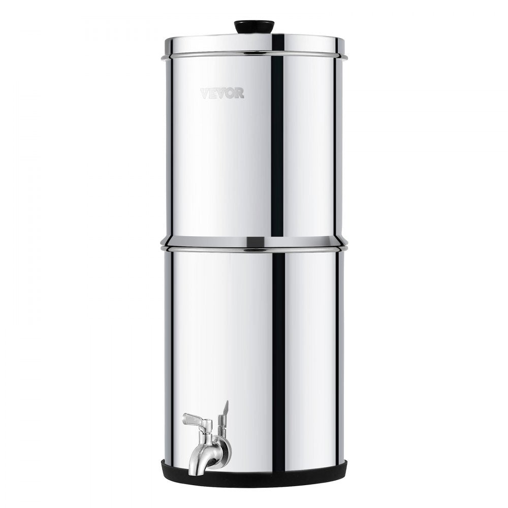 VEVOR 2.25G Gravity-fed Water Filter Countertop System Stainless Steel 2 Filters