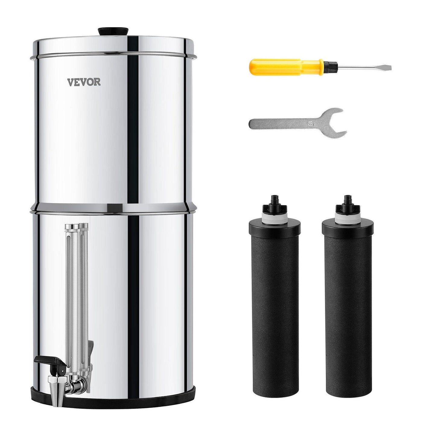 2.25G Stainless Steel Gravity Water Filter System with 2 Filters, 3.1 kg