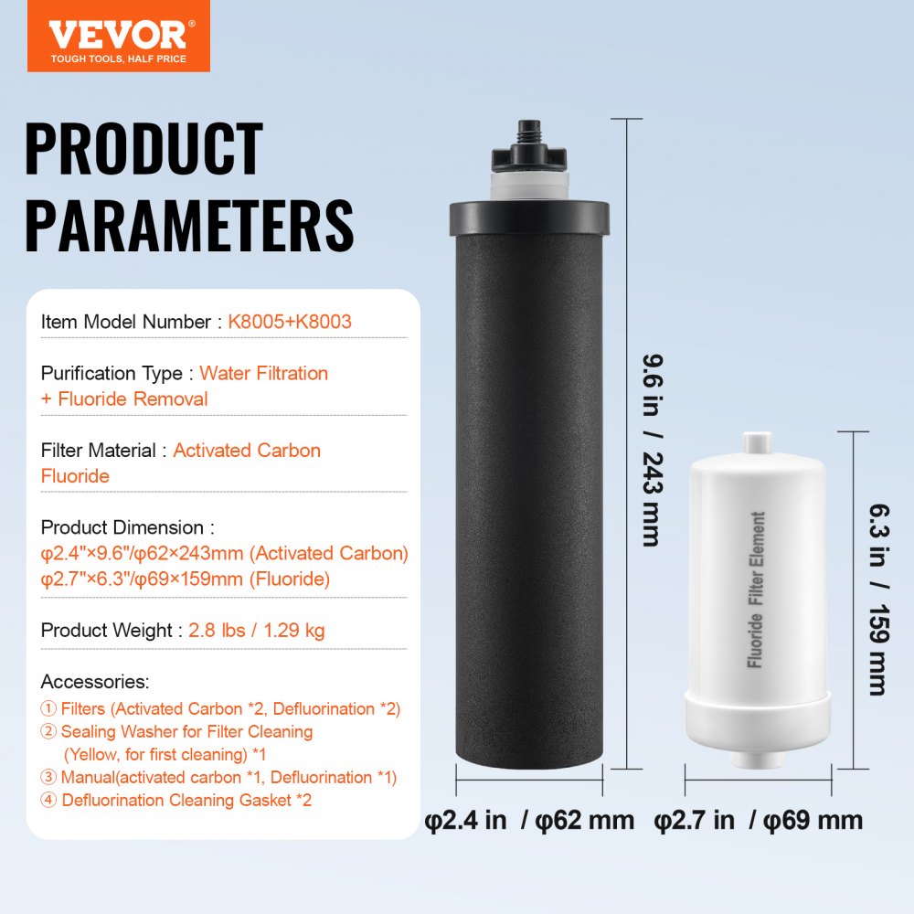 Purification Water Filter Replacement for Gravity Filter System 4 Pack
