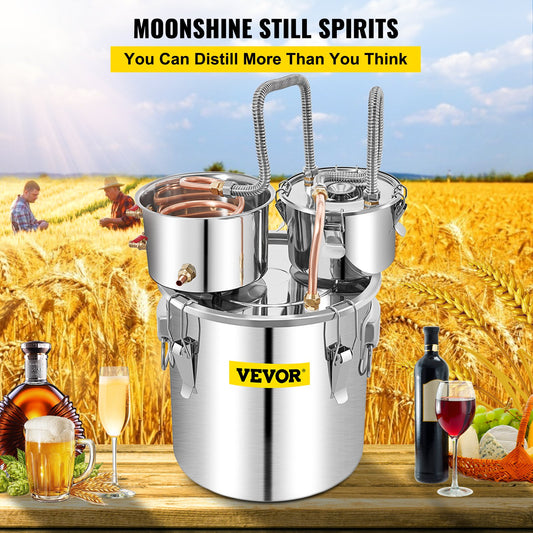 VEVOR Moonshine Still Water Alcohol Distiller 50L w/Thumper Keg & Water Pump
