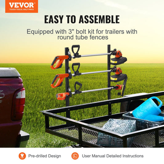 Powder-coated steel rectangular tubes provide strong, rust-resistant support for landscape equipment