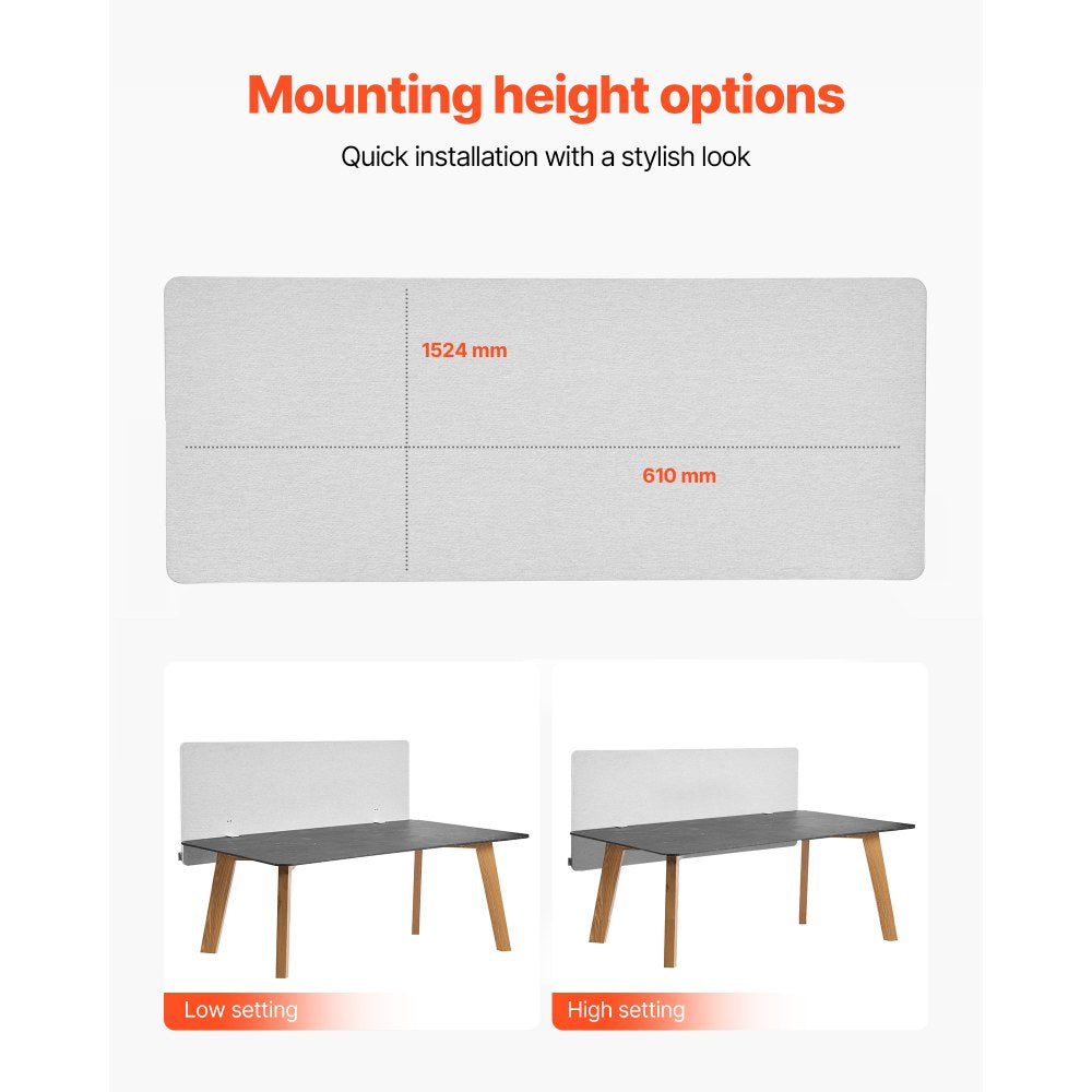 Desk Privacy Panel 1524 x 610 mm Clamp-on Office Cubicle Divider Partition