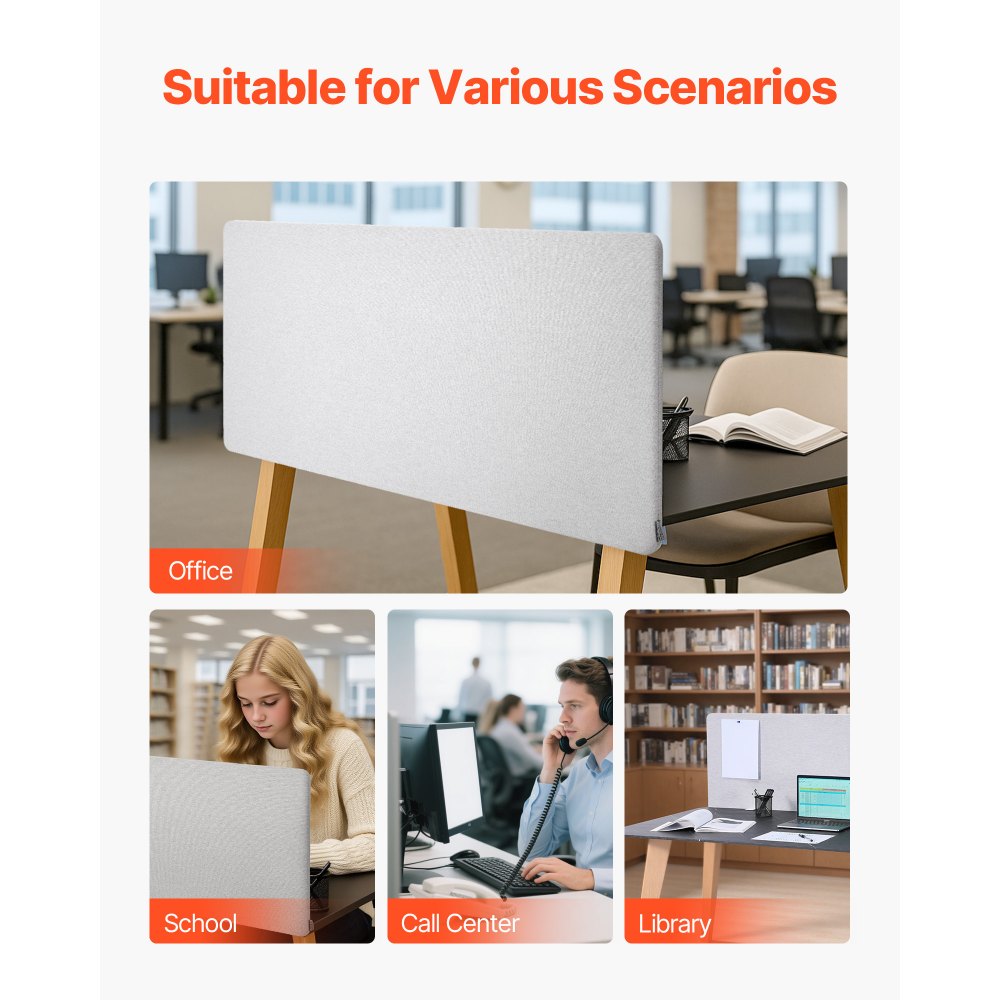 Desk Privacy Panel 1524 x 610 mm Clamp-on Office Cubicle Divider Partition