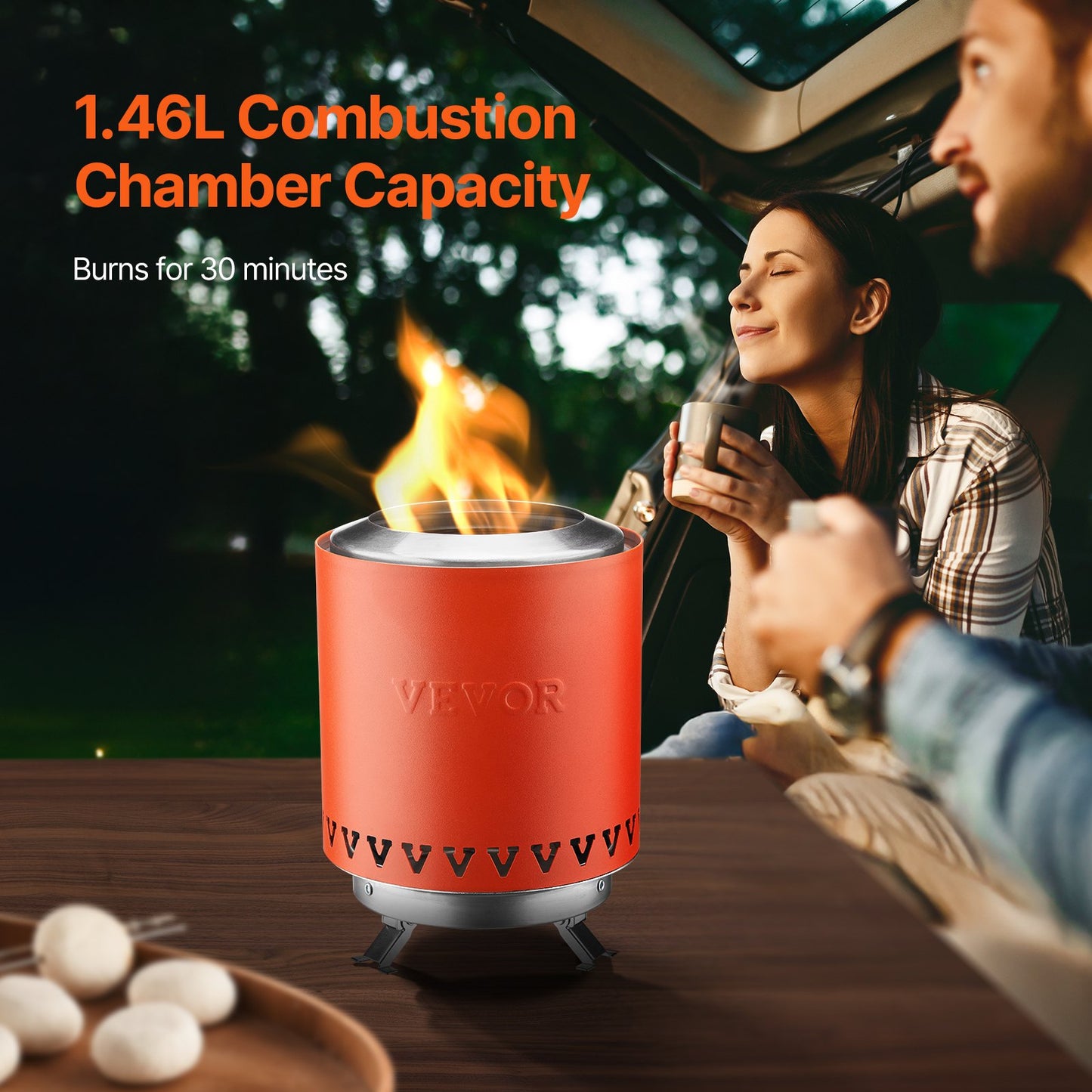 VEVOR Tabletop Fire Pit 6 inch Stainless Steel Fireplace Indoor Outdoor Red