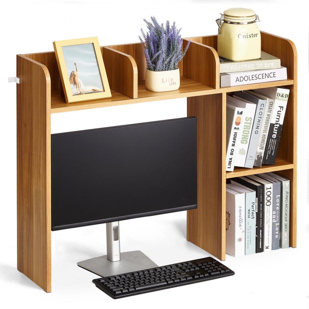VEVOR Desktop Bookshelf Wood Desktop Storage Organizer 2-Tier for Office & Home