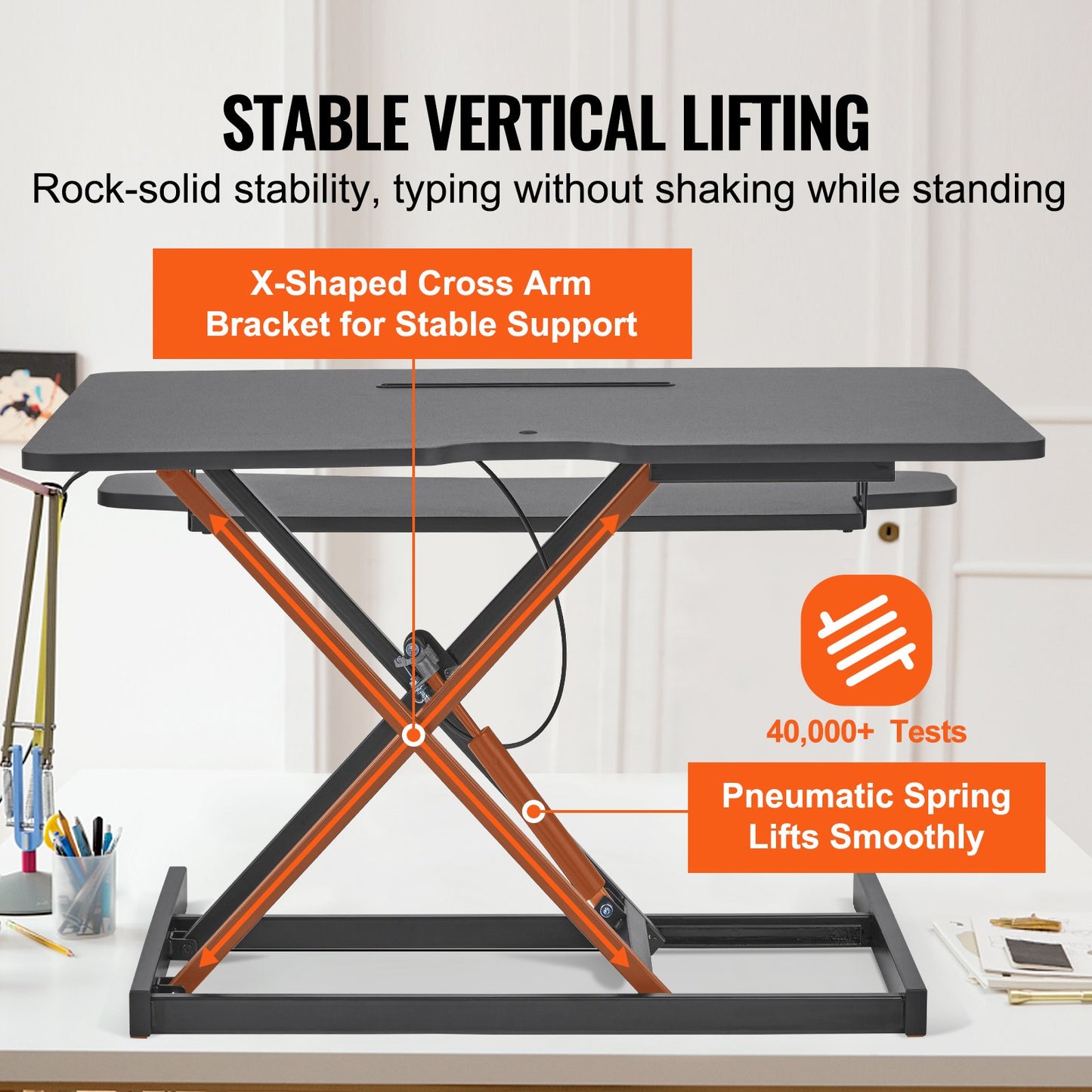 VEVOR Standing Desk Converter, Two-Tier Stand up Desk Riser, 800 mm Large Sit to