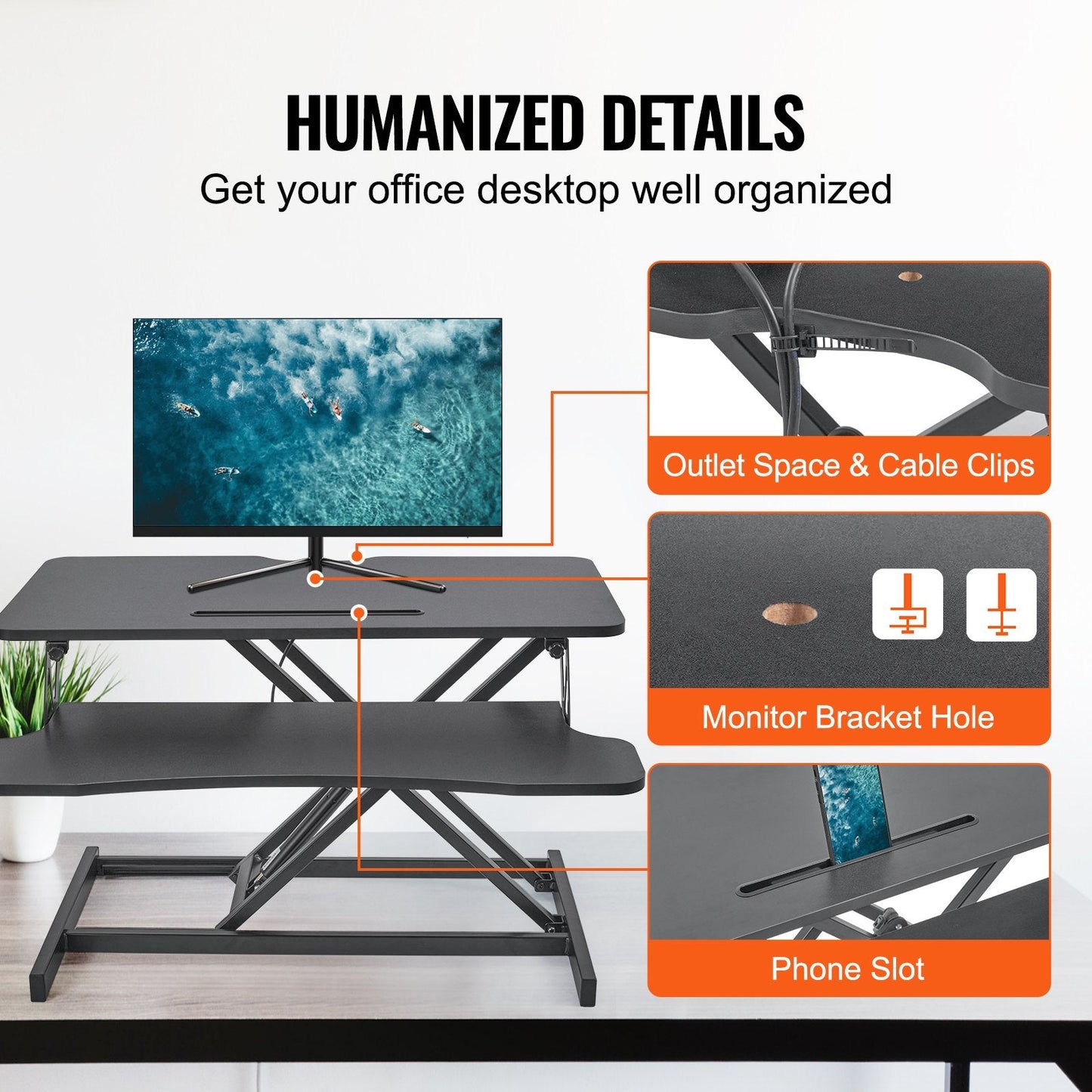 Adjustable Two-Tier Standing Desk Converter for Home Office, 800mm to 510mm