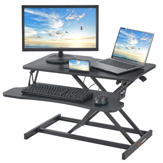 VEVOR Standing Desk Converter, Two-Tier Stand up Desk Riser, 800 mm Large Sit to