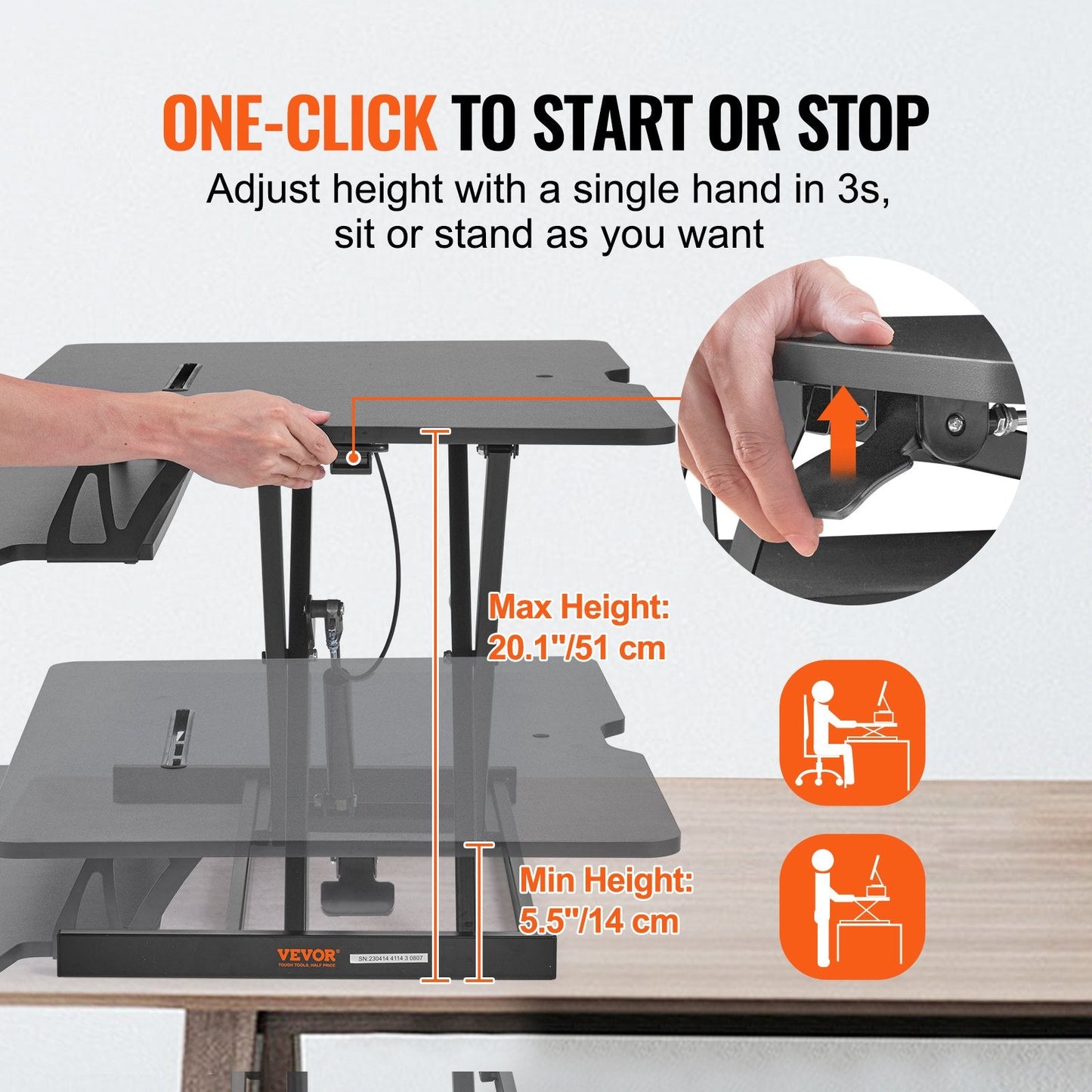 Adjustable Two-Tier Desk Riser, 915 mm Sit to Stand Workstation for Home Office