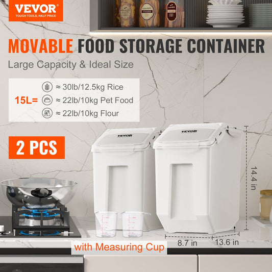 Food-grade BPA-free PP containers store rice, flour, cereal, pet food, seeds, and snacks safely