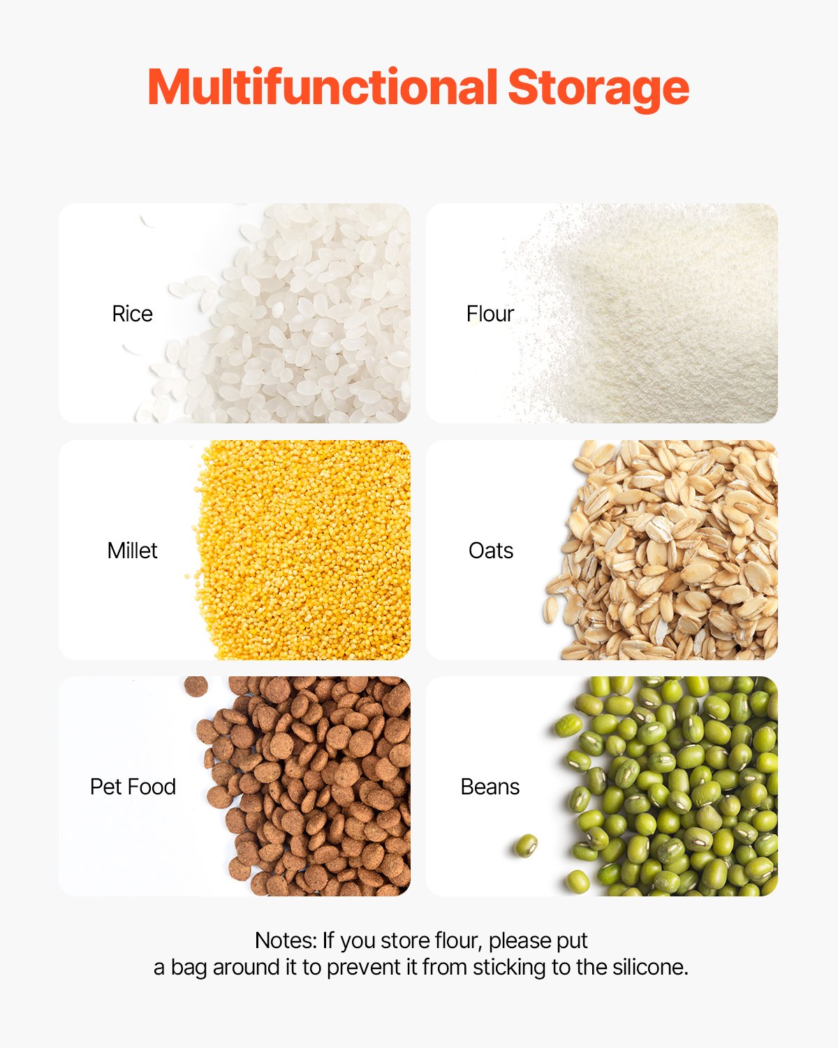 VEVOR 15Lx2 + 20Lx2 Ingredient Storage Container Airtight Kitchen Flour Bin