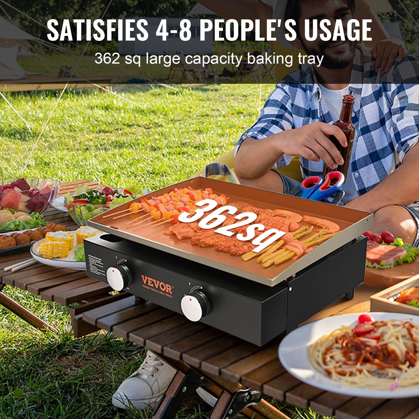 VEVOR Countertop Commercial Gas Griddle Flat Top Grill Hot Plate Restaurant