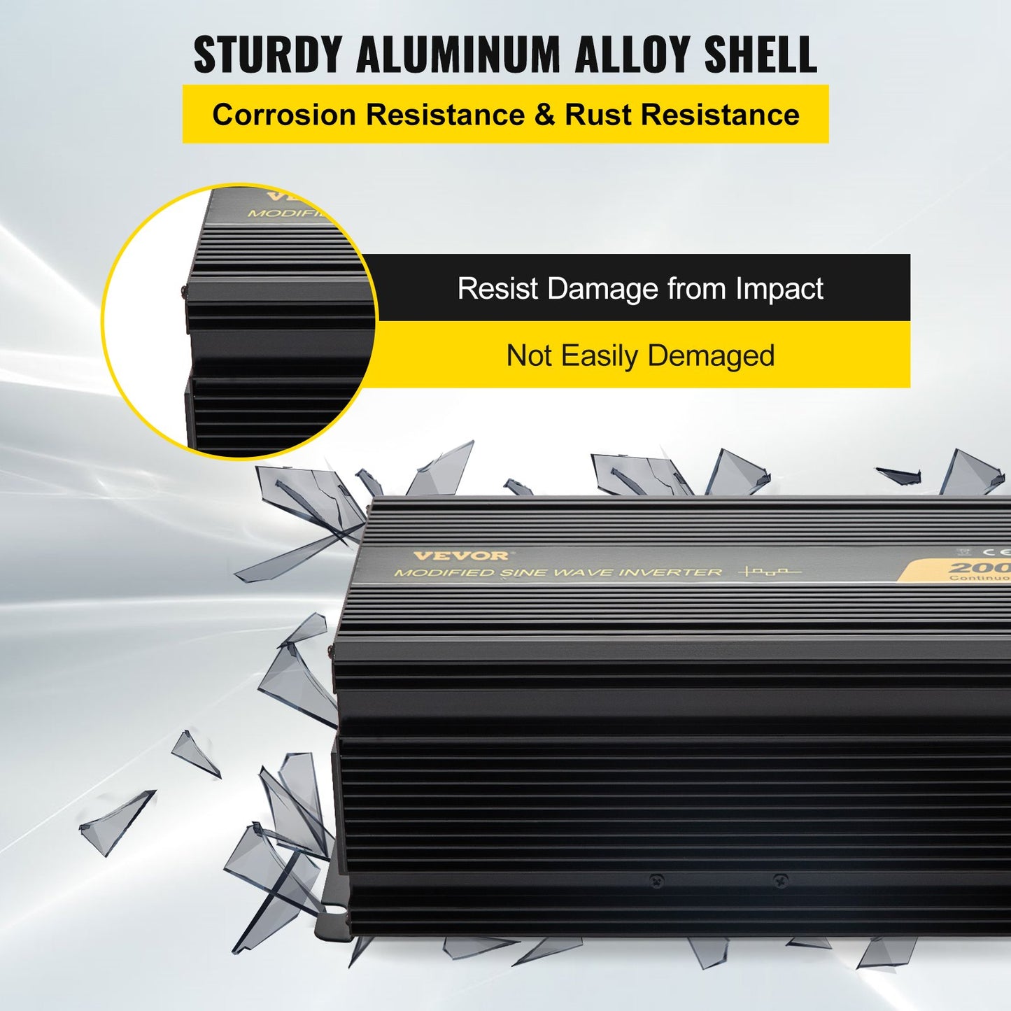 VEVOR Power Inverter Modified Sine Wave Inverter 2000W DC 12V to AC 240V w/LCD