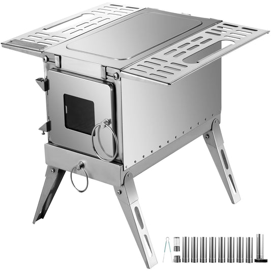 VEVOR Tent Wood Stove 18.3x15x14.17 inch, Camping Wood Stove 304 Stainless Steel