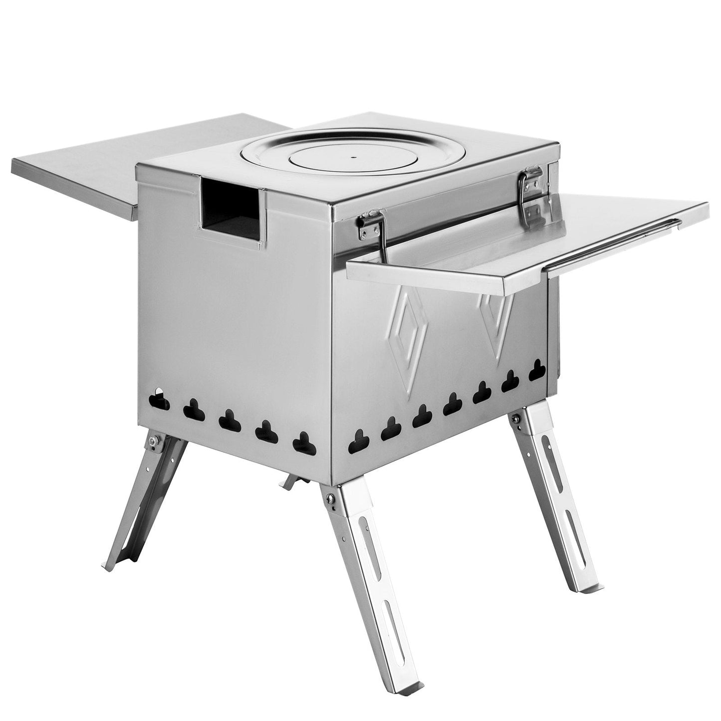 Portable Stainless Steel Wood Burning Stove for Camping with Chimney Pipe