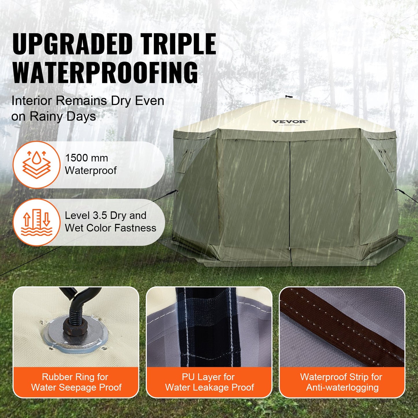 VEVOR Pop Up Gazebo Tent, Pop-Up Screen Tent 6 Sided Canopy Sun Shelter with 6 Removable