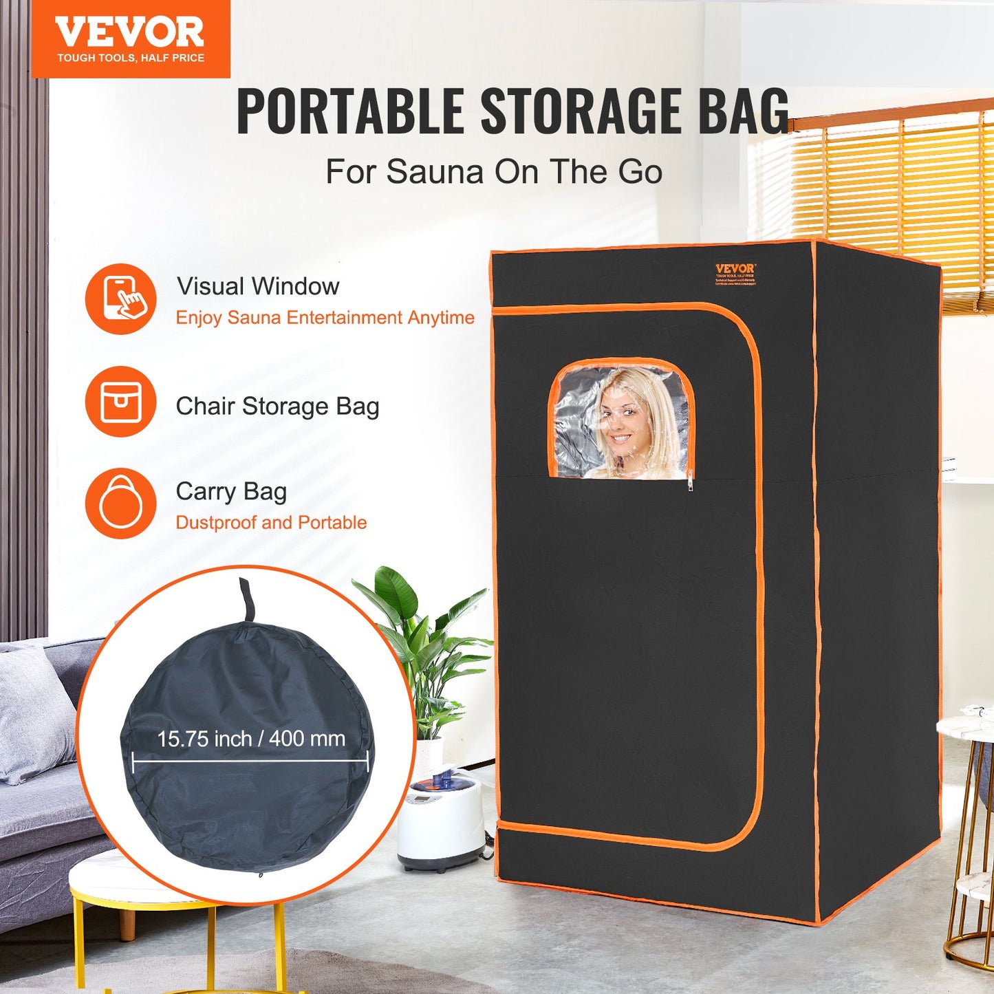 VEVOR Portable Steam Sauna Tent Full Size 1000W Personal Sauna Blanket W/ Chair,