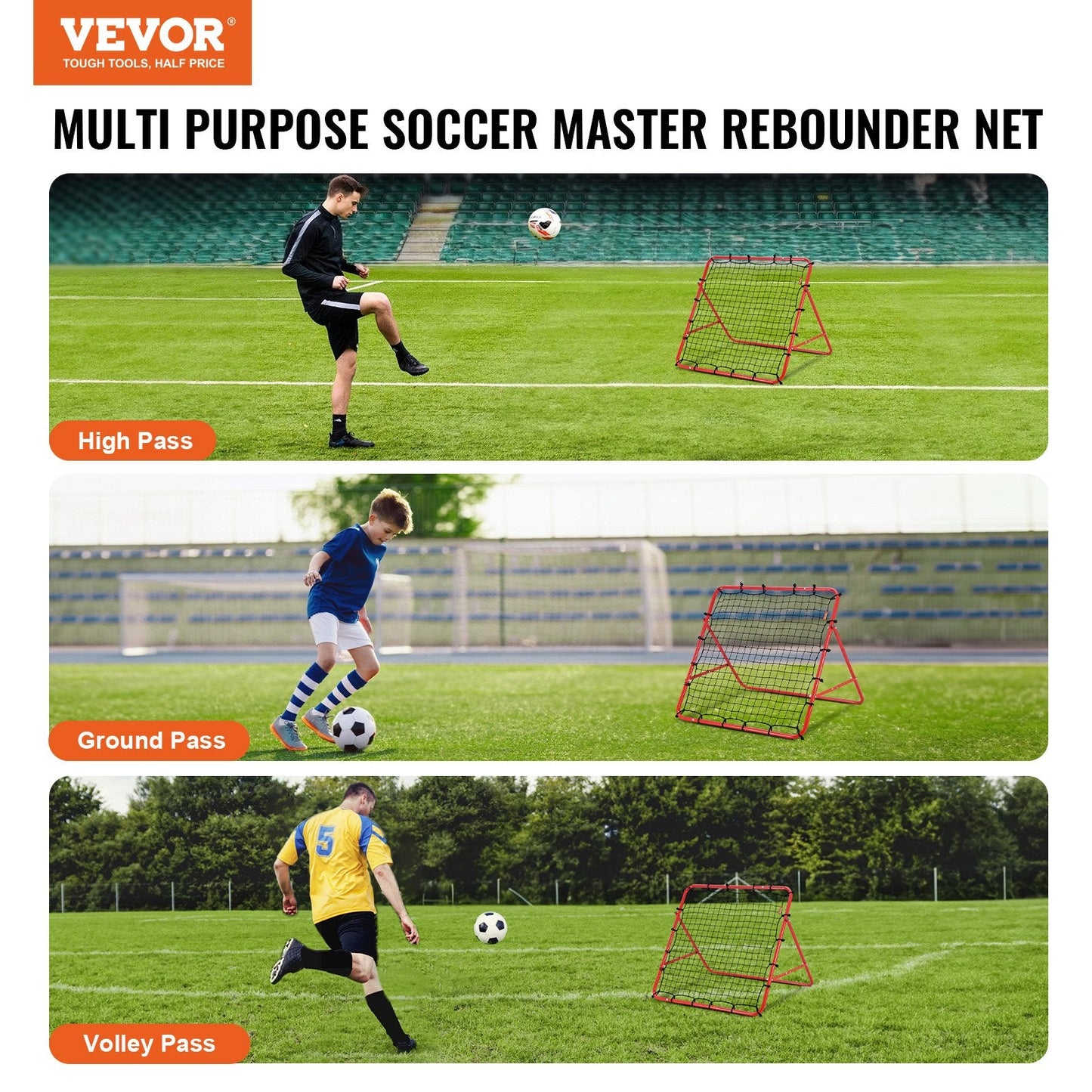 Portable 1x1 Meter Soccer Rebound Net for All Ages - Adjustable & Durable Design