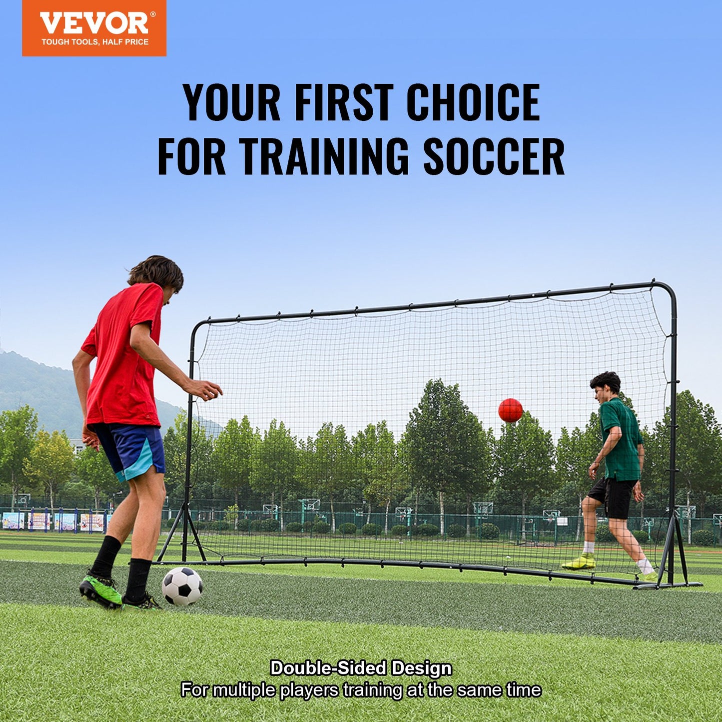 VEVOR Soccer Rebounder Net, 12x6FT Iron Soccer Training Equipment, Sports Football