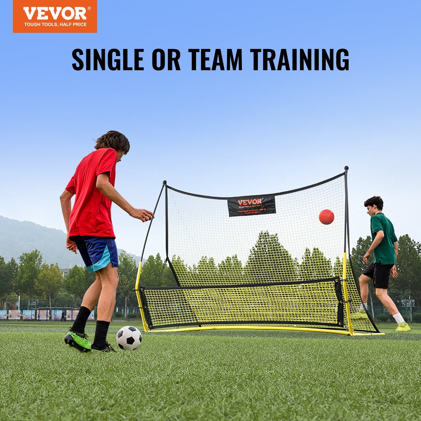 VEVOR Soccer Trainer, 2-IN-1 Portable Soccer Rebounder Net, Iron Soccer Practice
