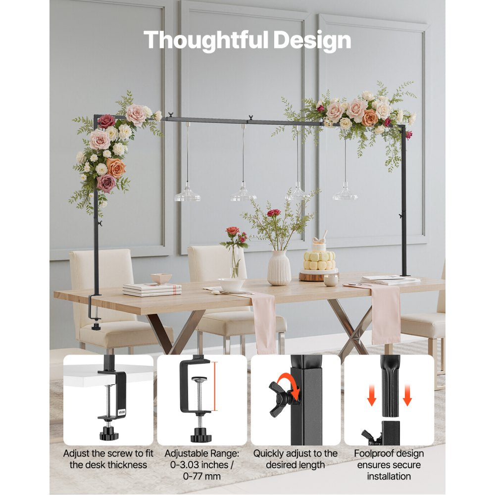 VEVOR 2Pcs Over The Table Rod Stand Arch Frame 28-98 in L Adjustable Clamp Décor