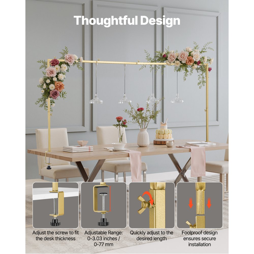 VEVOR 2Pcs Over The Table Rod Stand with Clamp Arch Frame 28-98 in L Adjustable