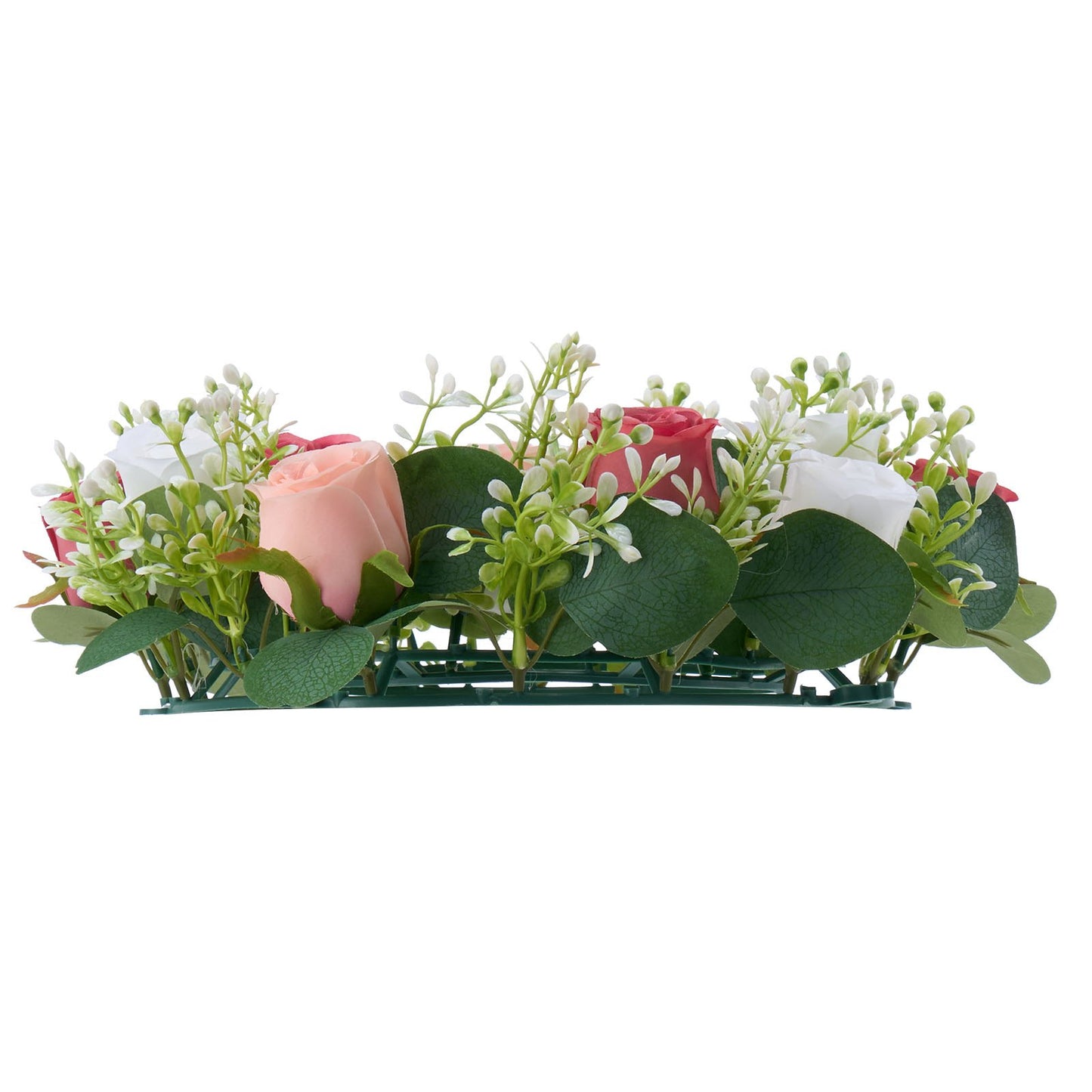 Artificial Rose Wreath, 340 mm Diameter Faux Flower Wreath with Pink and White Roses, Flower Arrangement Centerpiece for Valentine's, Mother's Day, Party, Wedding and Home Table Décor, 10 PCS