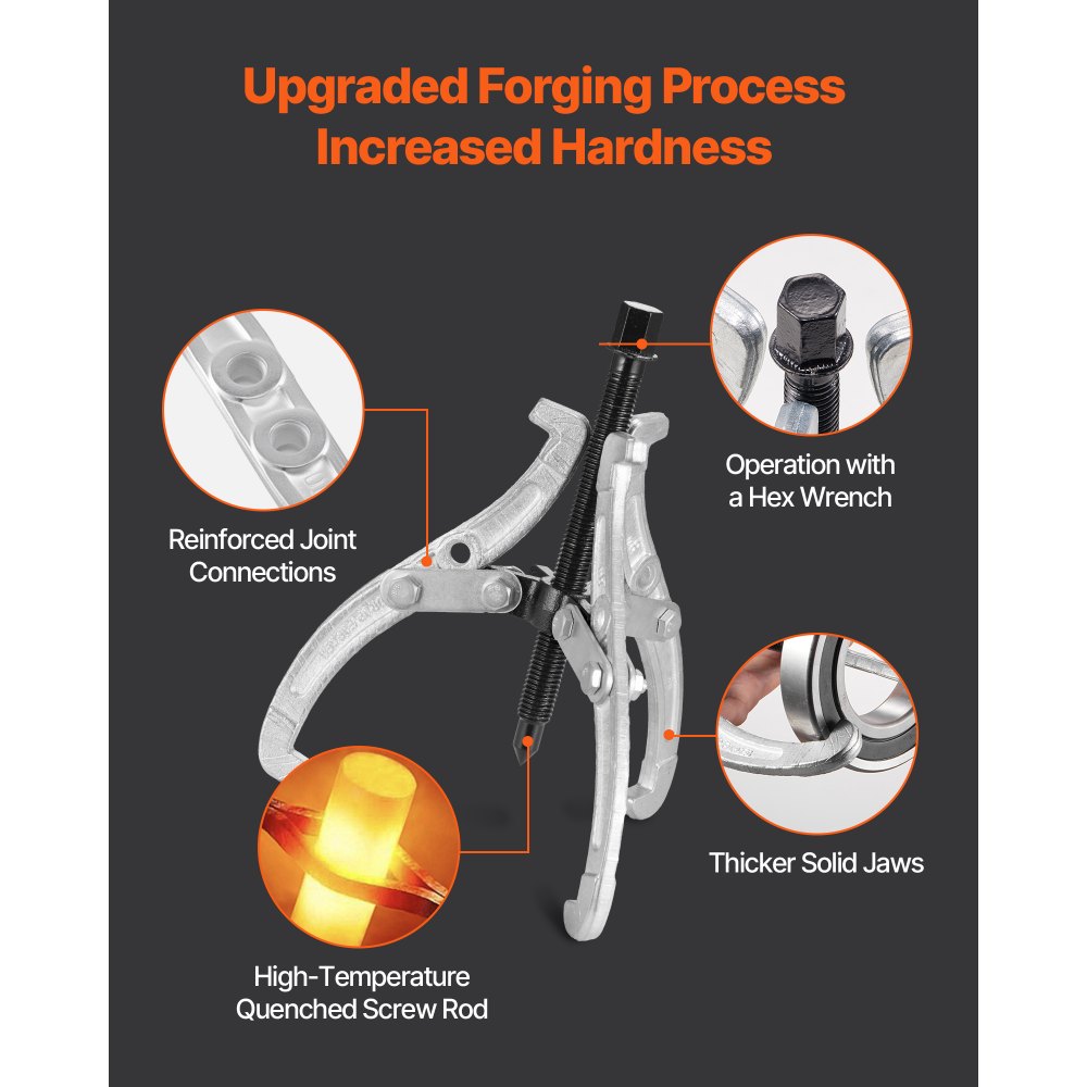 4Pcs 3 Jaw Gear Puller Set Pulley Bearing Puller 76.2/101.6/152.4/203.2 mm