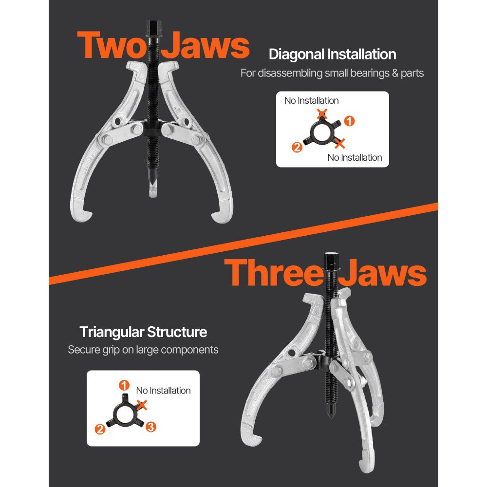 4Pcs 3 Jaw Gear Puller Set Pulley Bearing Puller 76.2/101.6/152.4/203.2 mm