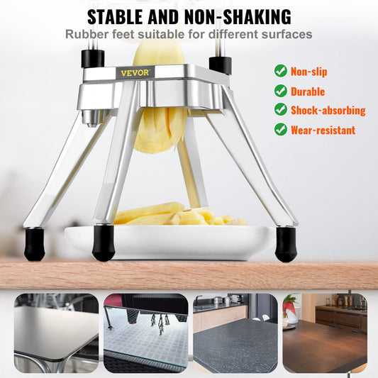 Heavy-duty vegetable dicer combines corrosion-resistant aluminum alloy and food-grade 420J2 stainless steel