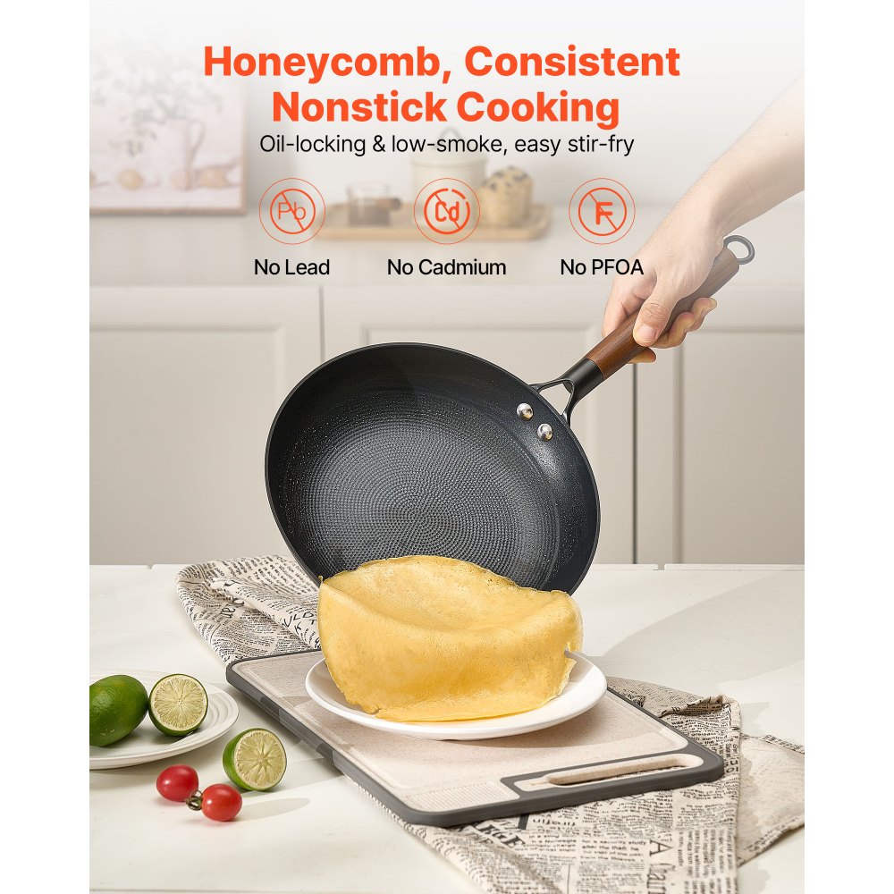 3 Piece Cast Iron Skillet Frying Pan Set 205 265 310 mm Nonstick Black