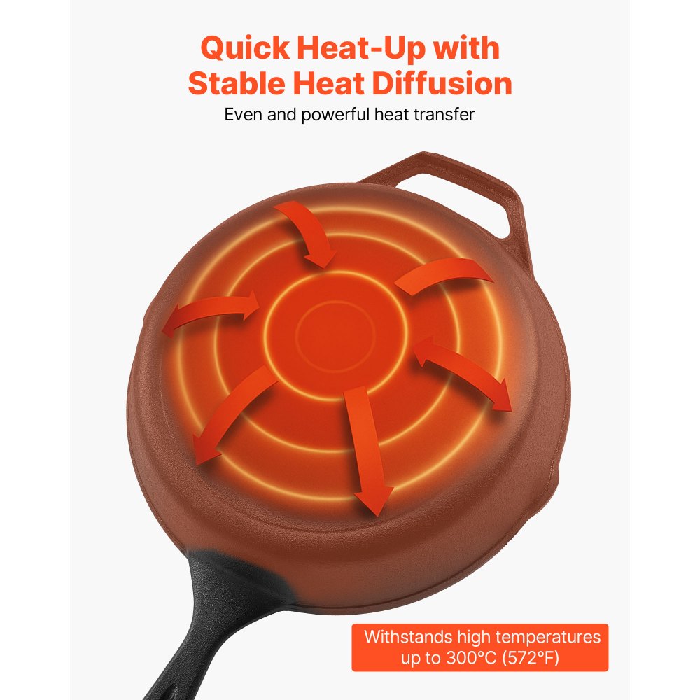 4 Piece Cast Iron Skillet Frying Pan Set 155 205 260 305 mm Handle Black