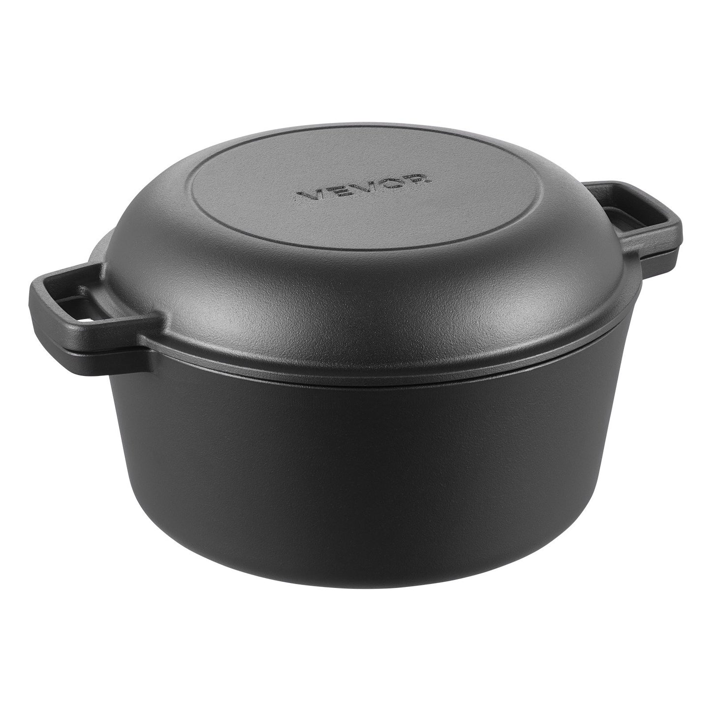 Cast Iron Dutch Oven, 2-in-1 Pre-Seasoned Pot with Skillet Lid, 4.7L Cookware Pan with Proofing Basket, Bread Baking Accessories, Bread-Oven Compatible 260 ℃