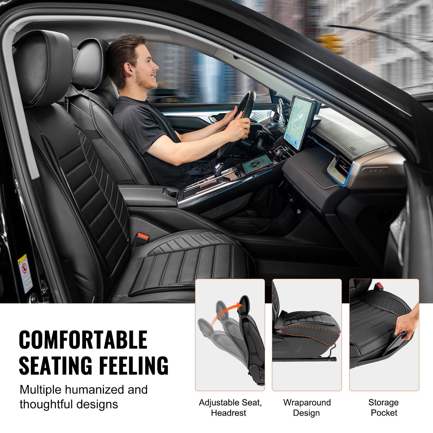 VEVOR Seat Covers, Universal Car Seat Covers Full Set Seats, Front and Rear Seat,