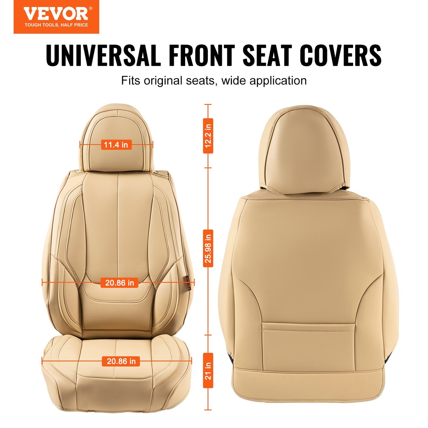 VEVOR Seat Covers, Universal Car Seat Covers Front Seats, 6pcs Faux Leather Seat