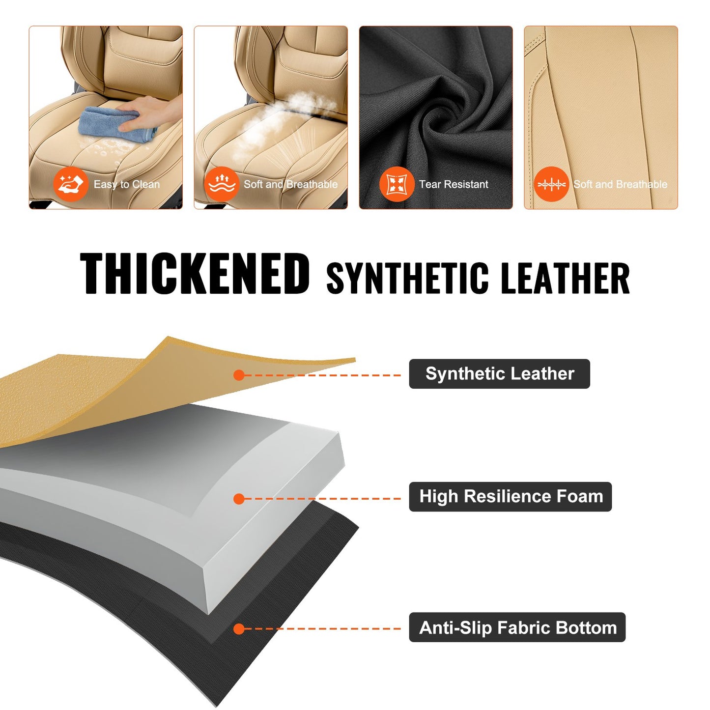 VEVOR Seat Covers, Universal Car Seat Covers Front Seats, 6pcs Faux Leather Seat