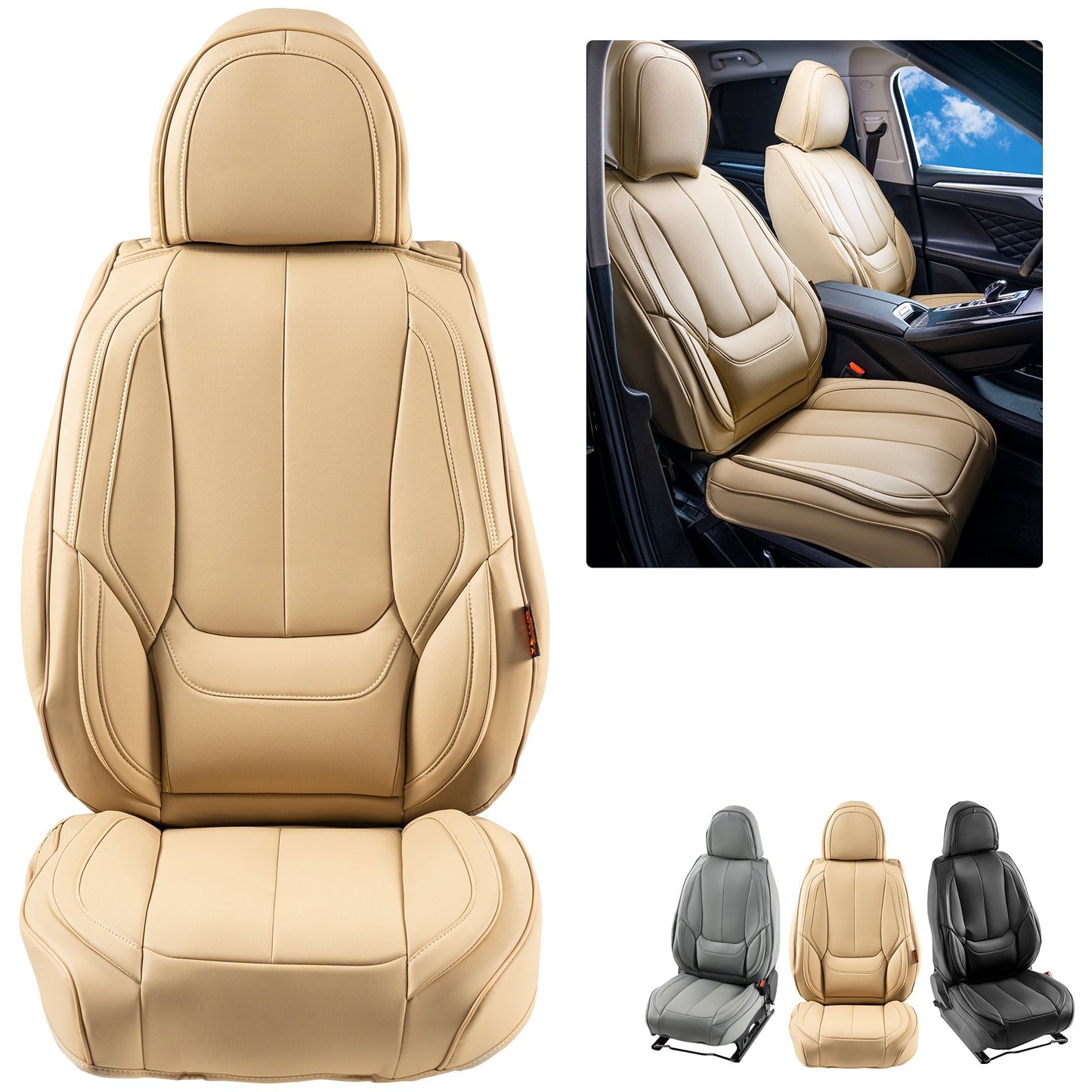 VEVOR Seat Covers, Universal Car Seat Covers Front Seats, 6pcs Faux Leather Seat