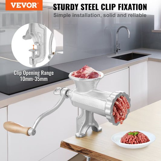 VEVOR Manual Meat Grinder Heavy Duty Cast Iron Meat Grinder & Steel Table Clamp