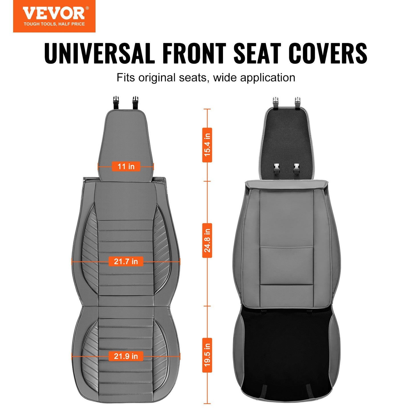 VEVOR Seat Covers, Universal Car Seat Covers Front Seats, 2pcs Faux Leather Seat