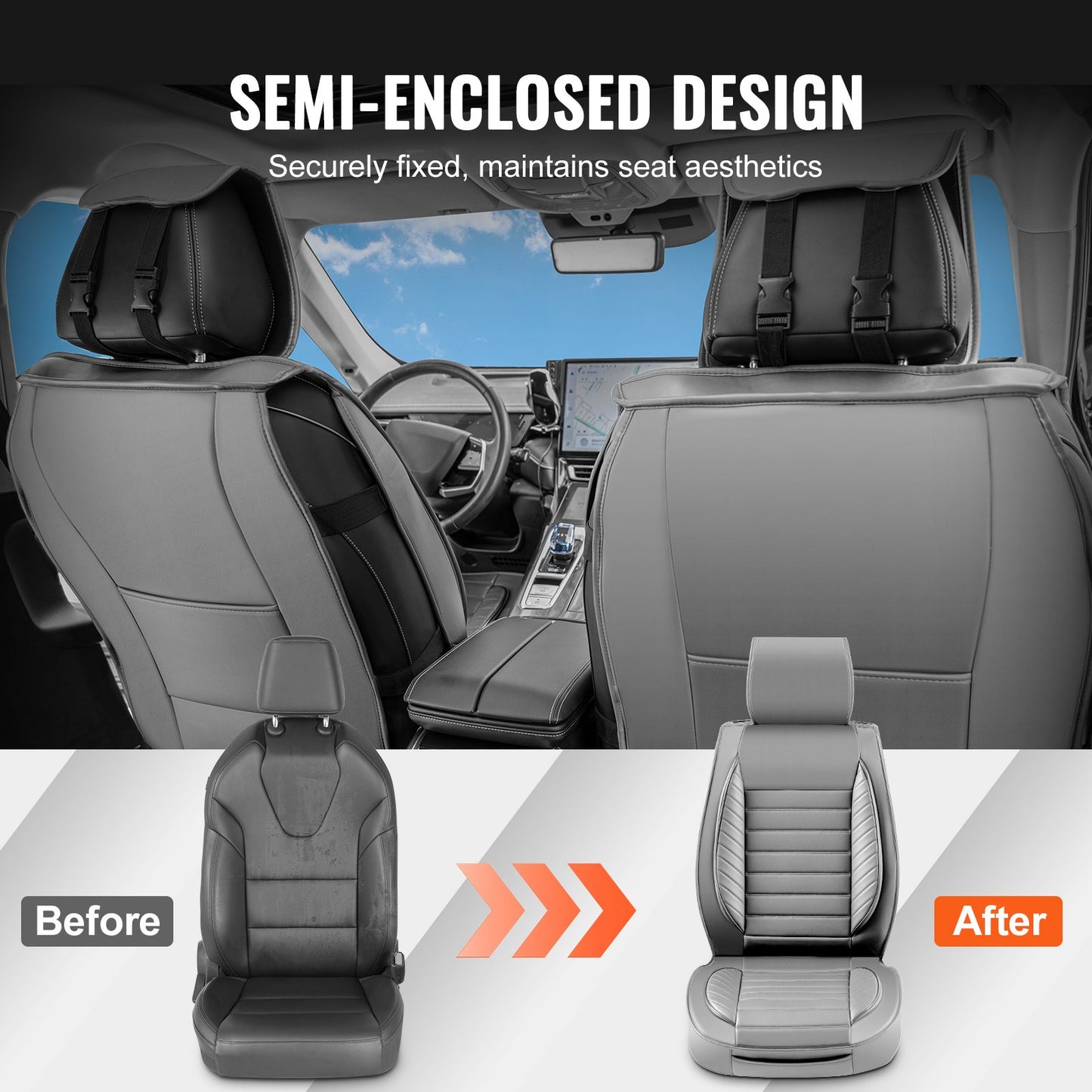 VEVOR Seat Covers, Universal Car Seat Covers Front Seats, 2pcs Faux Leather Seat
