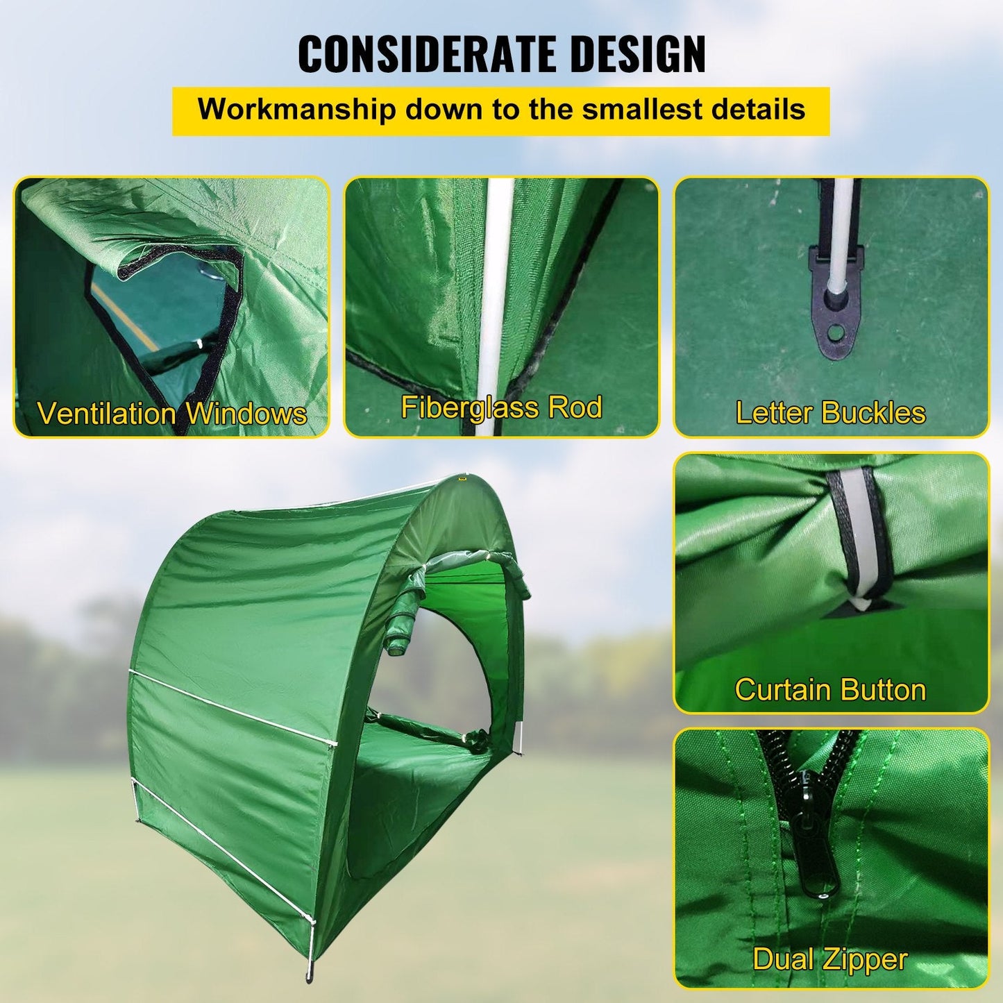 Outdoor Bike Storage Tent, 420D Waterproof Fabric, Fits 4 Bikes, Green