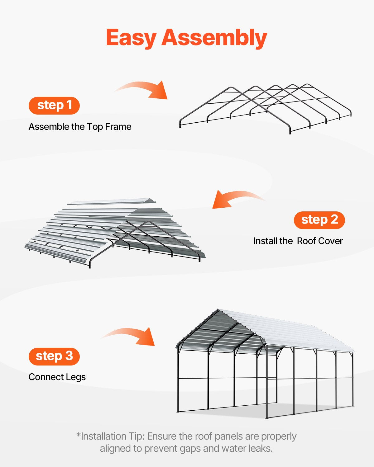 VEVOR 12' x 20' Metal Carport Heavy Duty Outdoor Car Shelter Garage for Boats