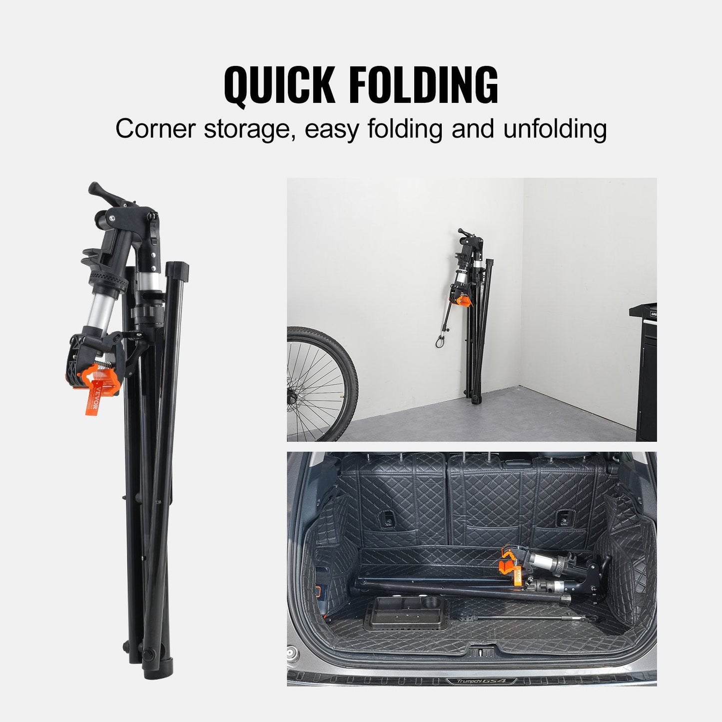 Adjustable Bike Repair Stand with 360° Rotating Clamp and Tool Tray, 30 kg Capacity