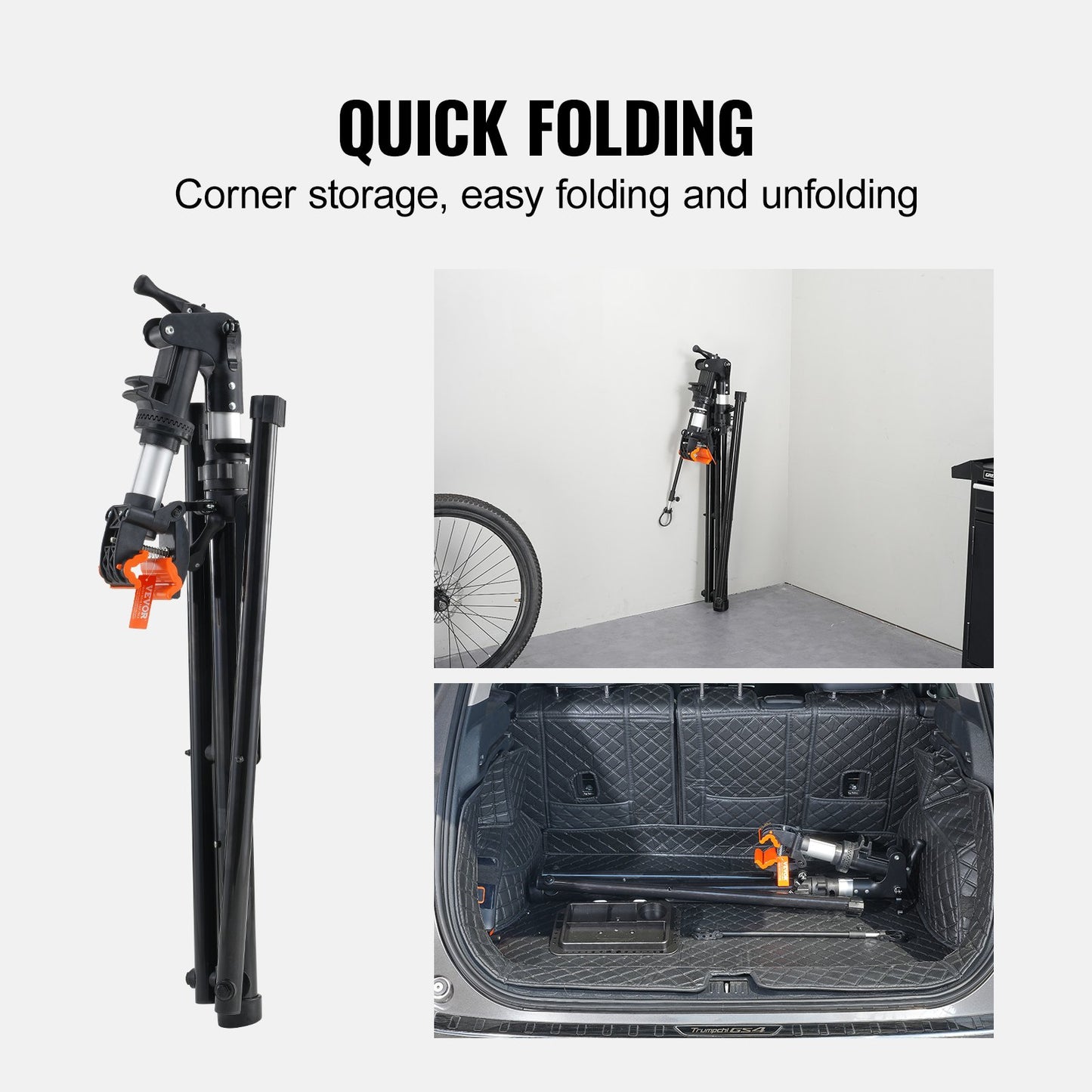 VEVOR Bike Repair Stand 66LBS Adjustable Maintenance Folding Bike Rack Tool Tray