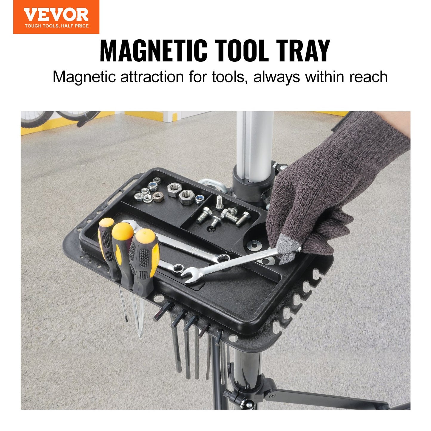 VEVOR Bike Repair Stand 66LBS Adjustable Maintenance Folding Bike Rack Tool Tray