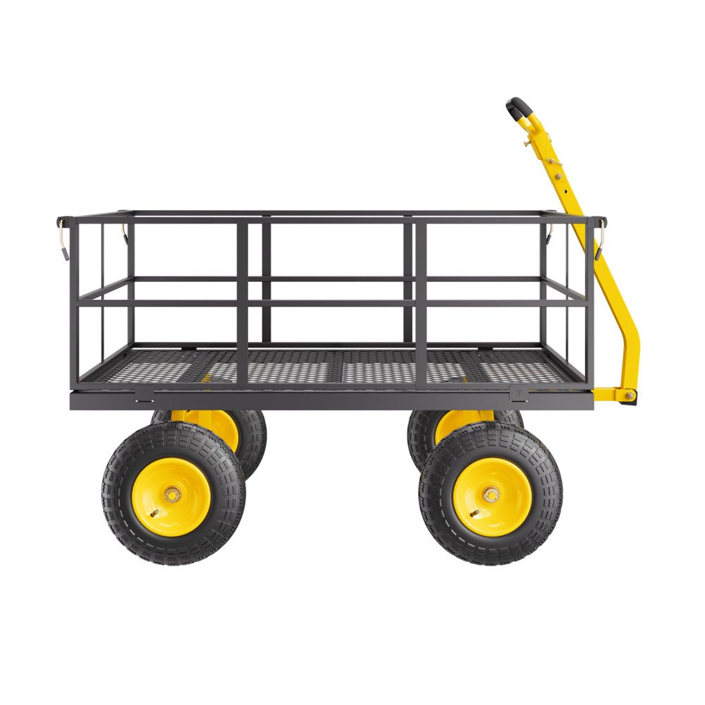 VEVOR Steel Garden Cart 1400lb Capacity Heavy Duty Yard Wagon Cart 13in Tires