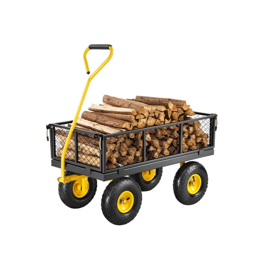 VEVOR Steel Garden Cart 500lb Capacity Heavy Duty Yard Wagon Cart 10in Tires